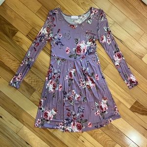 Pink Lilly Juniors Purple Floral Dress : Size Small